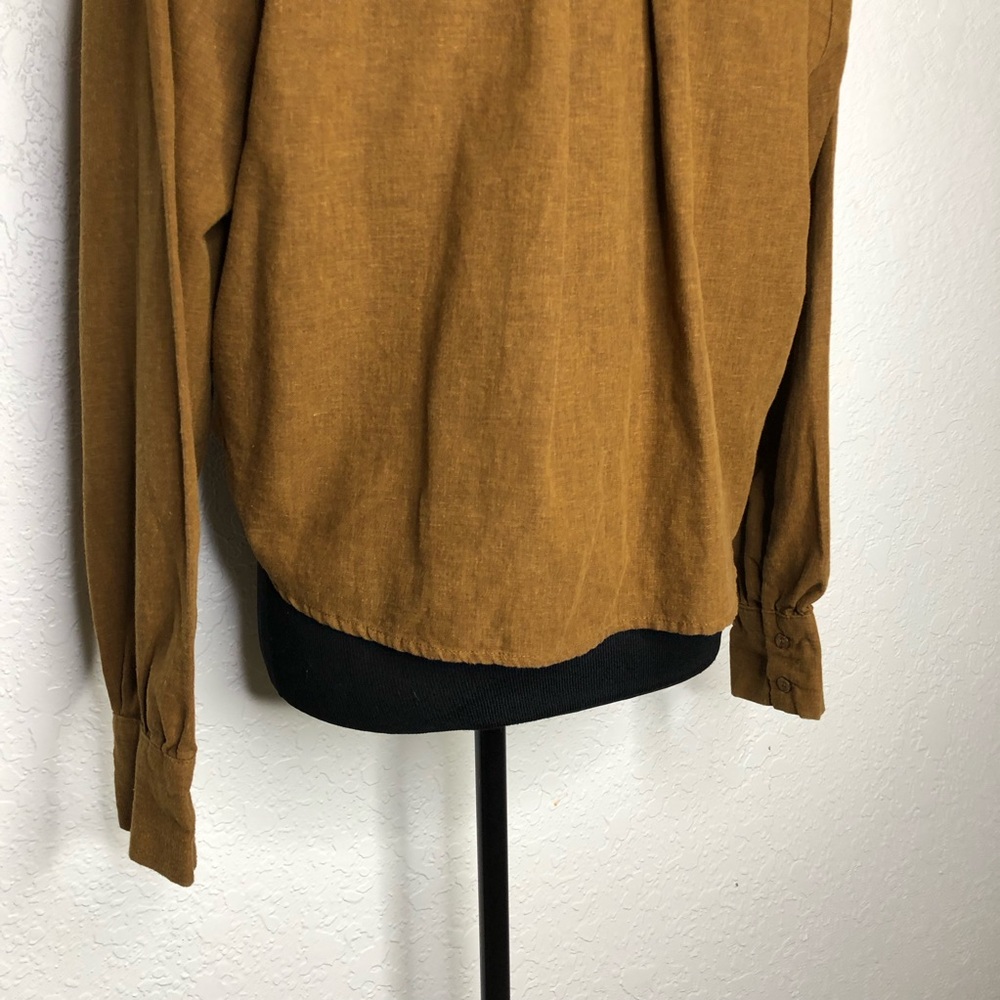 Velvet Heart caramel golden brown linen button down top size Medium - Picture 11 of 15